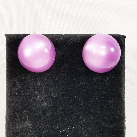 Vintage Purple MoonGlow Lucite Screwback Earrings, 5/8 Inch - Picture 4 of 10